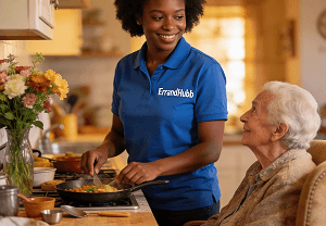 Errand helper serving a senior