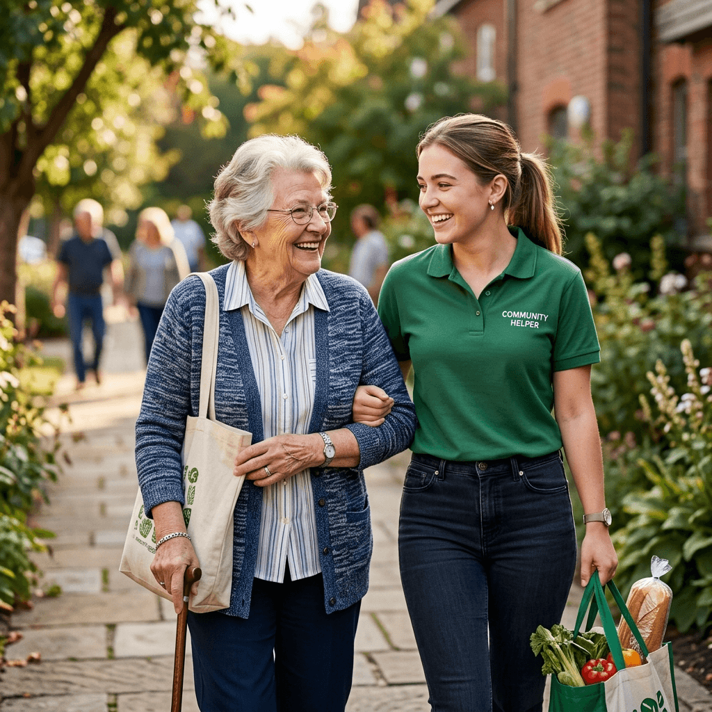 Errand helper serving a senior