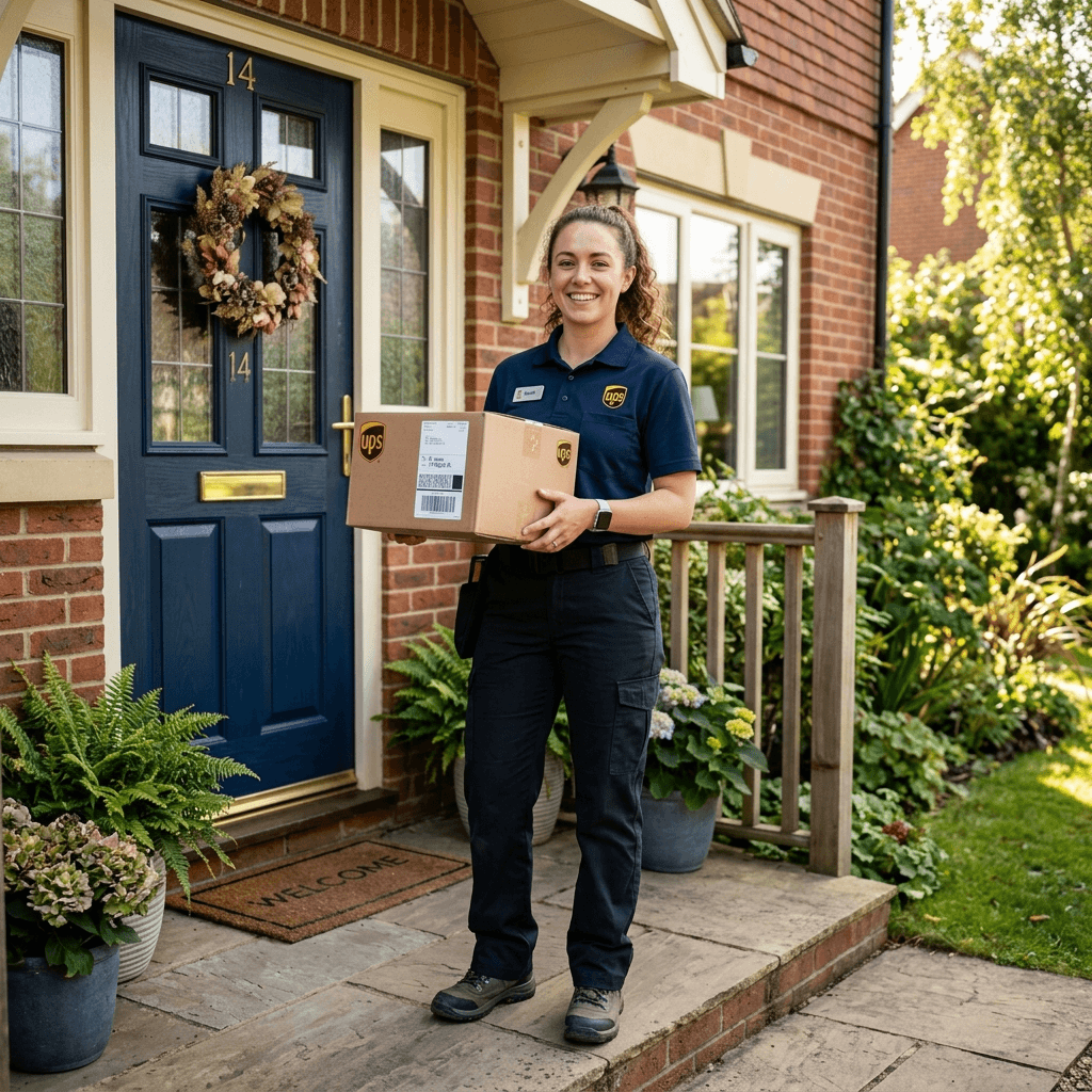 Errand helper at customer doorway